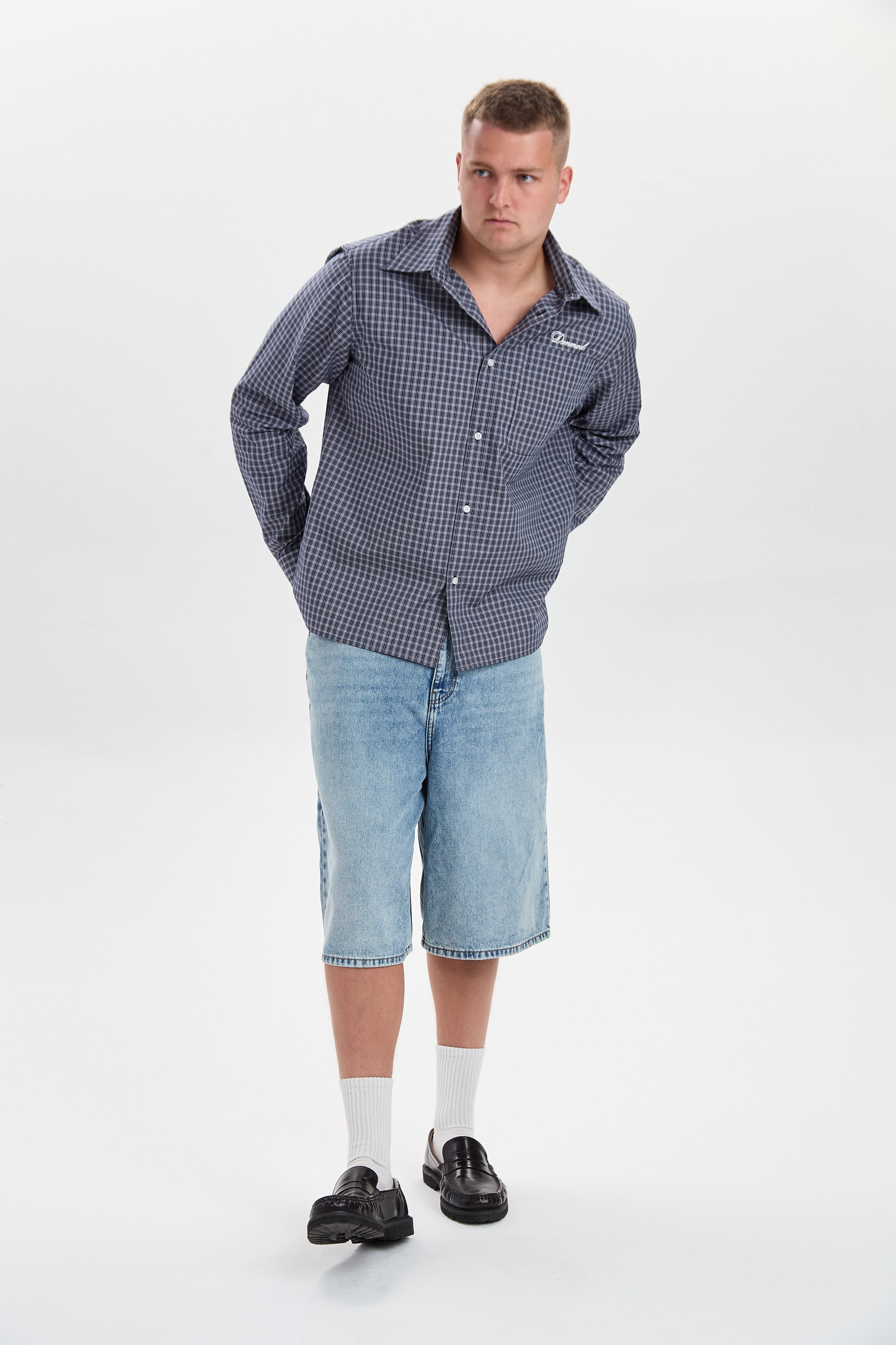 DXHarri Blå Wide Fit Denimshorts